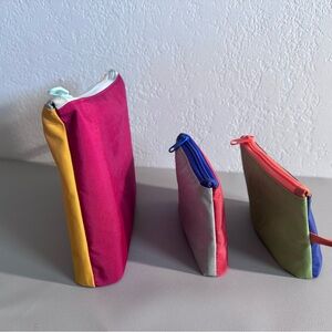 Handmade Water-Repellent Nylon Vacation Colorblock Go Pouch Solid Colored Set